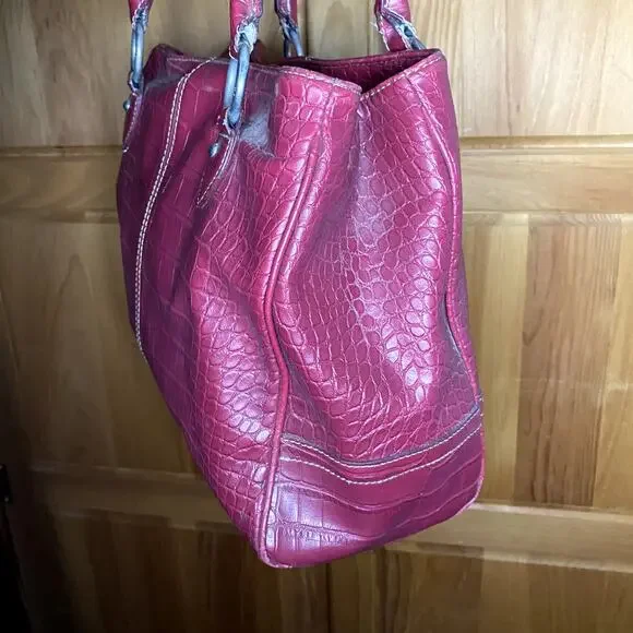 y2k red leather shoulder bag croc embossed studded mcbling grunge vintage - Picture 13 of 16